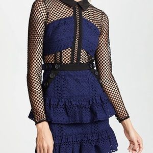 Self-Portrait Hazel Lace Dress Size 4 Navy/Black